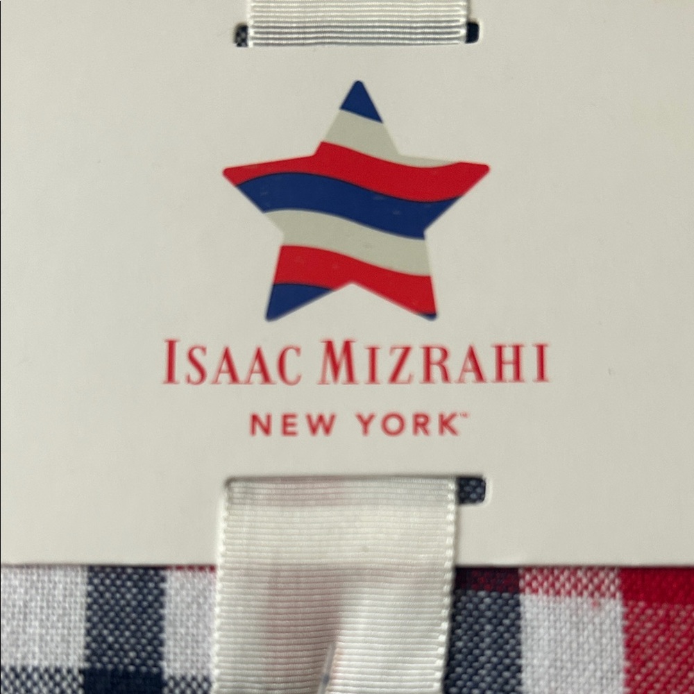 Isaac Mizrahi 4th of July Red White and Blue Gingham Oblong Tablecloth Lace Trim - Picture 5 of 8